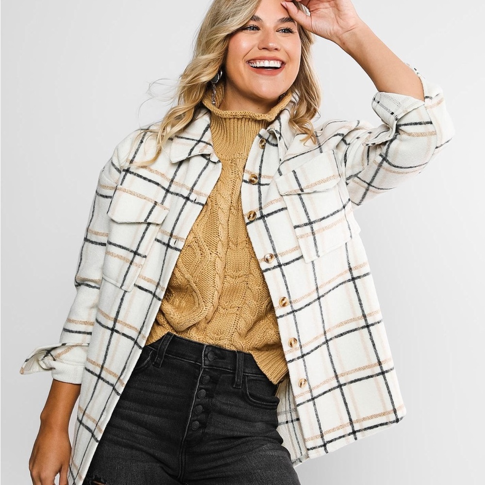 BKE Brushed Plaid Shacket